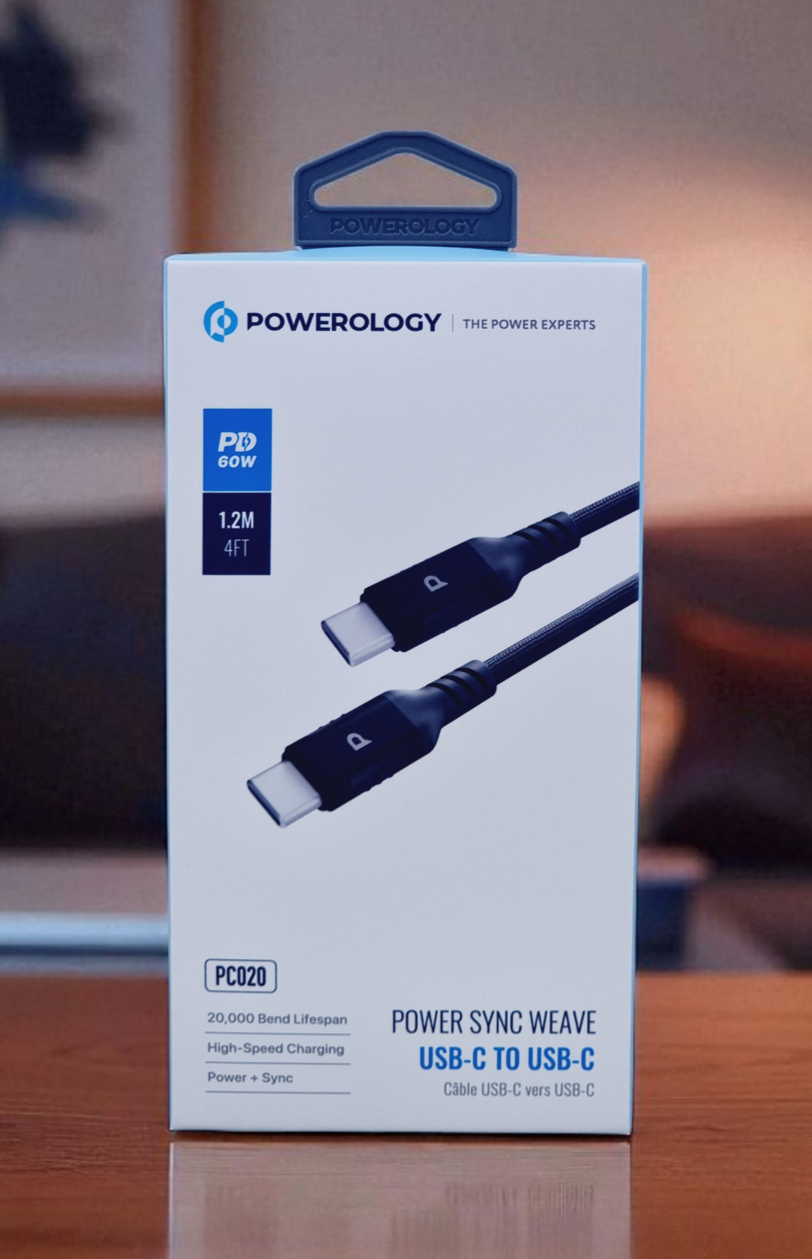 POWEROLOGY POWER SYNC WEAVE USB TO USB C CABLE 1.2M