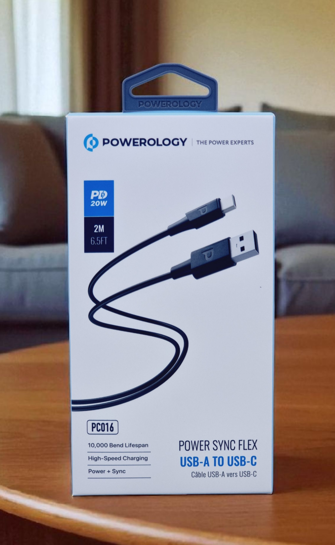 POWEROLOGY POWER SYNC FLEX USB A TO USB C CABLE 2M