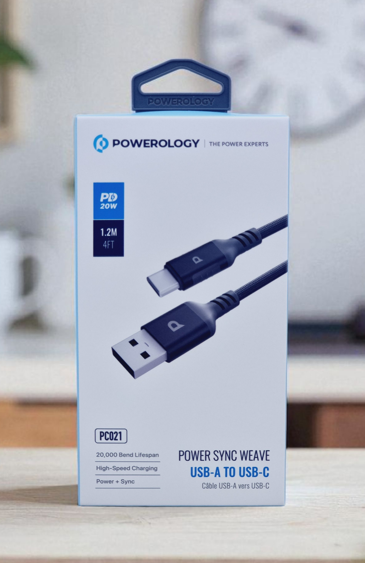 POWEROLOGY POWER SYNC WEAVE USB A TO USB C CABLE 1.2M