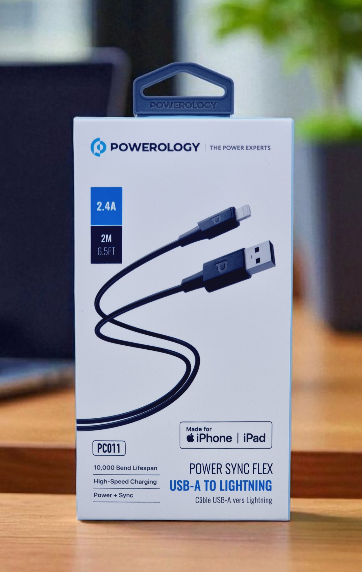 POWEROLOGY POWER SYNC FLEX USB A TO LIGHTNING CABLE 2M